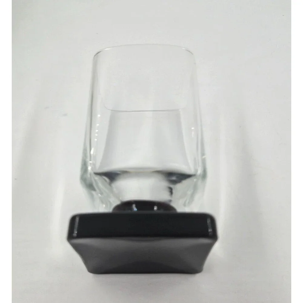 2 Vintage Cristal D'Arques Square Clear & Black Square Base Glasses France